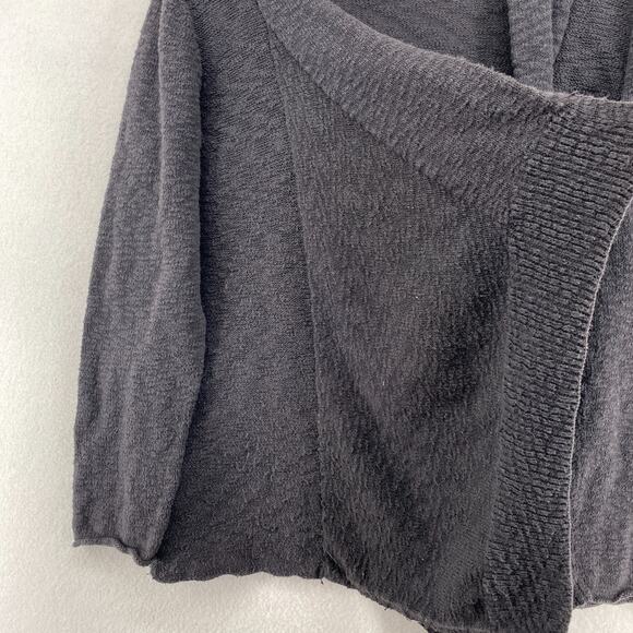 EILEEN FISHER Cardigan XL Organic Cotton Slub Shawl Draped Open Front Gray - Picture 8 of 14